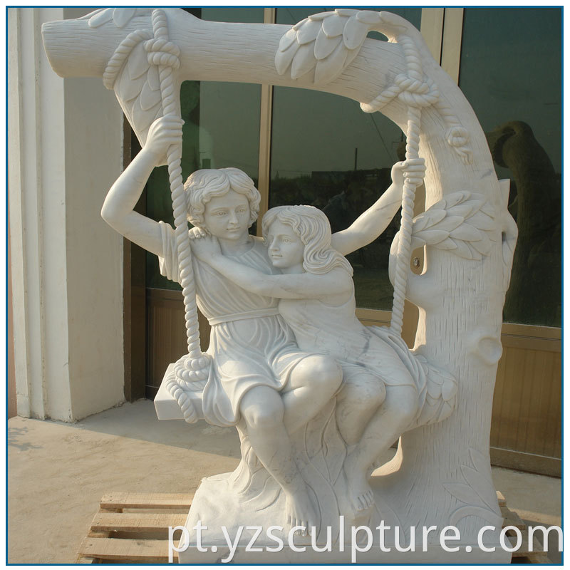 Girls Play Swing Statue